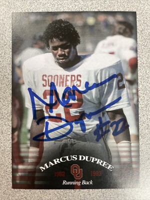 Marcus Dupree Autographed 2011 Custom Football Card Oklahoma Sooners A-610