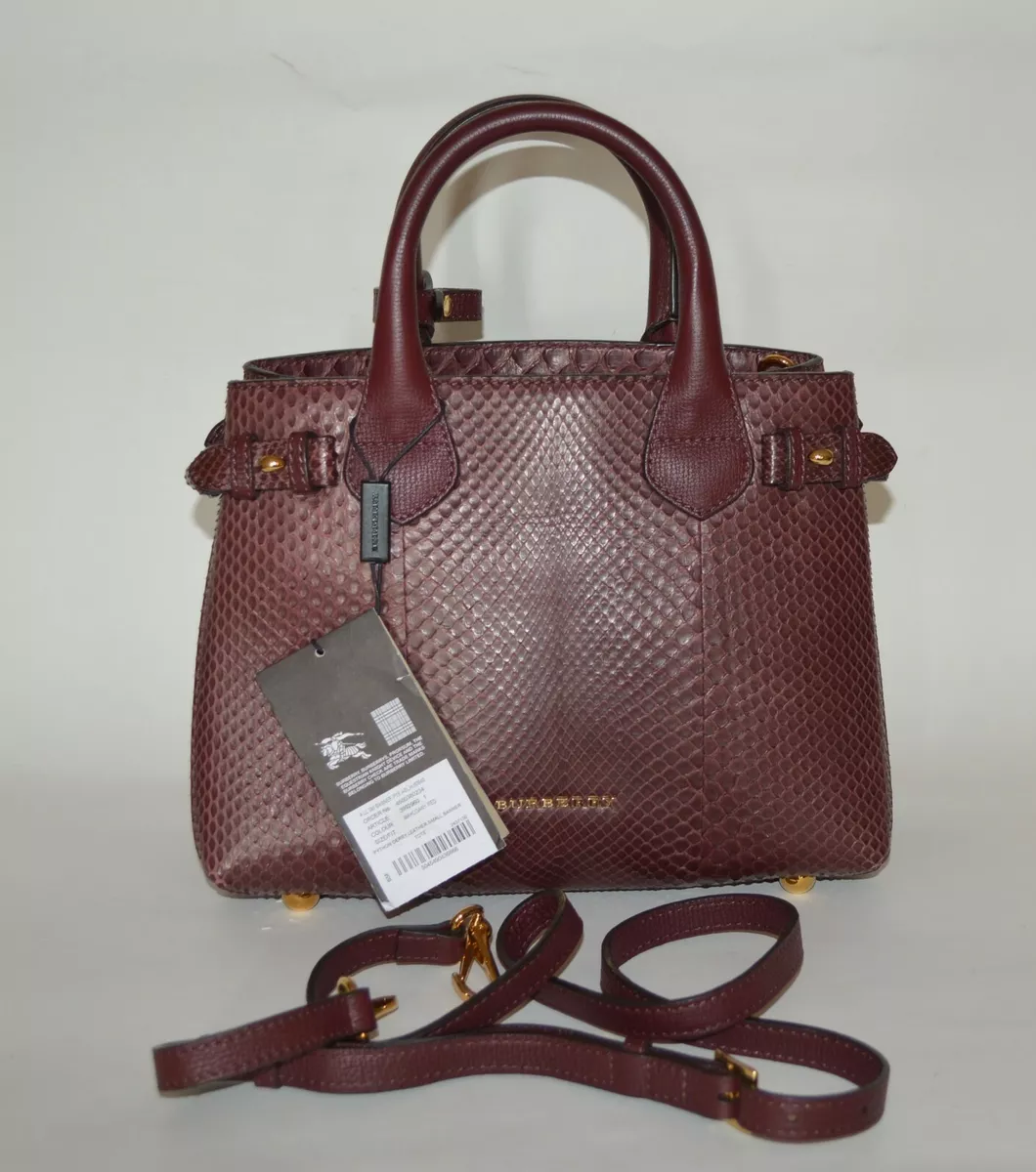 NEW BURBERRY PYTHON LEATHER BANNER DERBY SMALL TOTE BAG MADE IN