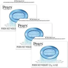 Pears Transparent Soap with Mint Extract 3 Pack Pure & Gentle Bar Soap 4.4oz