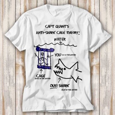 Jaws Paws Capt Quints Anti Shark Cage Theory Wasser T-Shirt Top Tee Unisex 4069