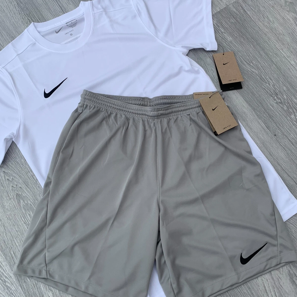 Shorts Academy Fit Dri Top T-Shirt - White/Grey | Set and Nike eBay