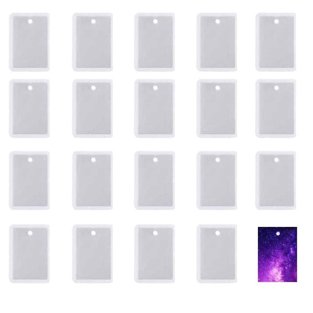 20pcs Rectangular Jewelry Casting Molds, Silicone Pendant Resin Molds with Ha...