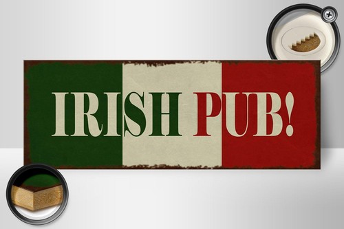 Holzschild Hinweis 27x10 cm Irish Pub Kneipe Alkohol Deko Schild wooden sign - Picture 2 of 5