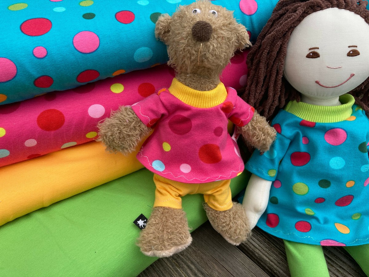 Handgemachtes Kleiderset Für Bären/Teddy (Gr. 22 Cm Oder 35 Cm) – Shirt + Hose Aus Baumwolle