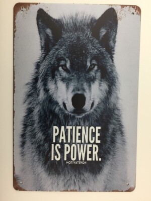 Inspirational Sign. Animal Lover Sign. Patience Is Power 12 x 8  Metal Decor 