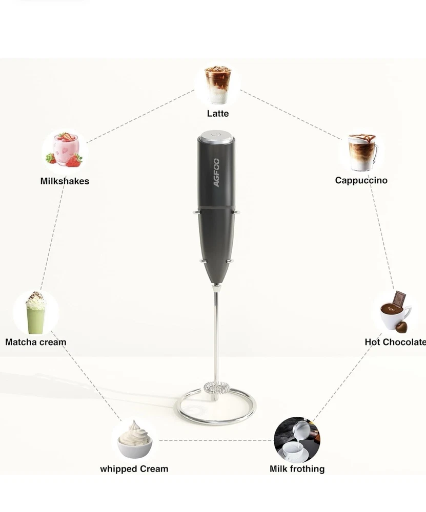 Milk Frother Handheld for Coffee with Stand -  Hand Frother Wand, Electric Whisk