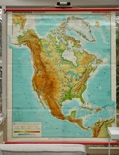 VINTAGE | WANDKARTE SCHULWANDKARTE NORDAMERA | USA CANADA | SCHOOL WALL CHART