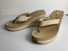 VOLATILE Thong Wedge Sandal Women s 9 Flip Flop Tan Chunky Read Description