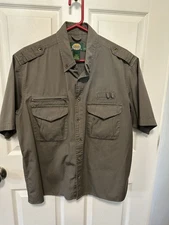 Cabela's Outdoor Gear Button Down Short Sleeve Shirt Tan Size Medium-Reg Safari