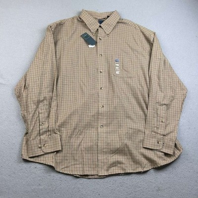 Arrow Shirt Mens 18-18.5 XXL Brown Plaid Flannel Long Sleeves Button Up NWT