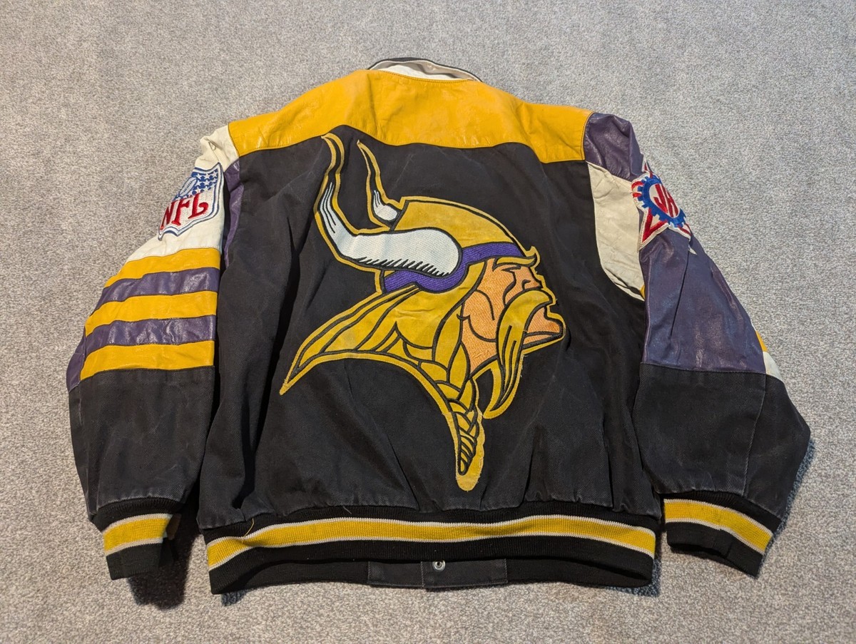 Vintage Minnesota Vikings Jacket Mens Large Jeff Hamilton Leather