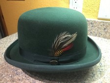 Beaver Brand Wool Derby/ Bowler Hat, Size 7 1/4-58, green vintage new with tags
