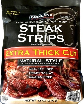 New Kirkland Premium Extra Thick Cut Steak Strips - 12 Oz Bag (380g) EXP 03/2026