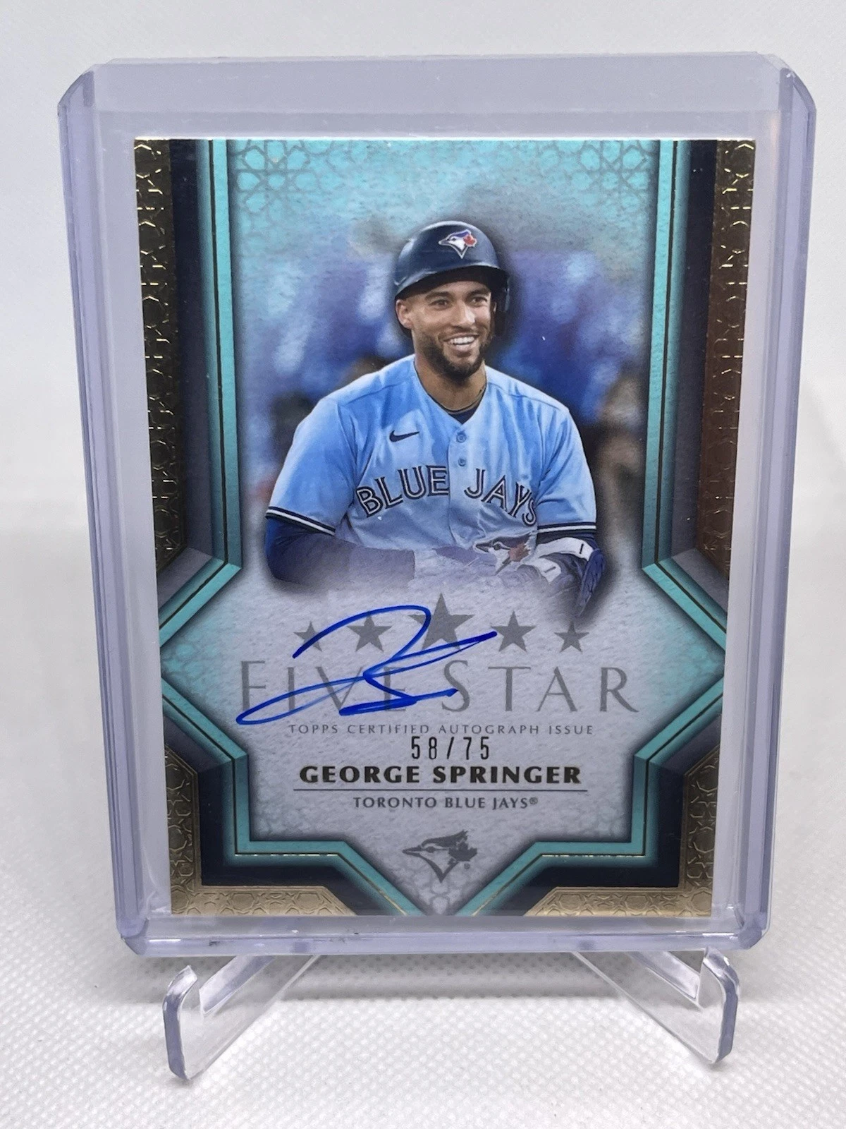2023 Topps Five Star George Springer Aqua Auto /75 - Blue Jays