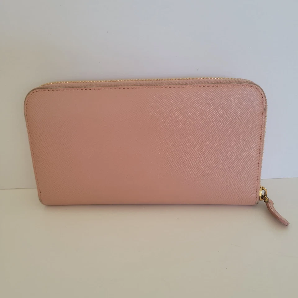 PRADA Saffiano Fiocco Orchidea Wallet Clutch Large Light Pink Zip Around Bow Box - Image 3 of 4