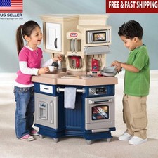 Pretend Kitchen Playset W/ Microwave Oven Cooking Sounds Accessories Kids New