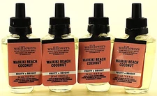 QTY 4  Bath & Body Works WAIKIKI BEACH COCONUT Wallflowers Fragrance Oil Refills