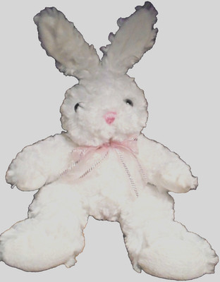 Hobby Lobby White Plush Bunny Rabbit-Pink Nose-Pink/Gold Bow/ Spring/ Easter 105