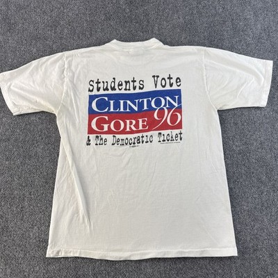 Vintage Clinton Gore 1996 Shirt Mens Large White Students Vote Democratic Ticket