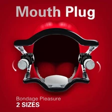 BDSM Stainless Steel Adjustable Mouth Plug Restraint Blowjob Gag Mouth Bondage