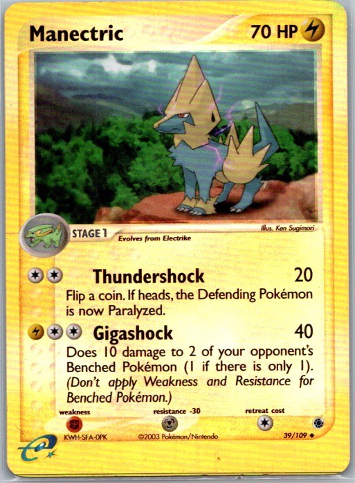Manectric 39/109 Ruby & Sapphire Pokemon Reverse Holo Near Mint