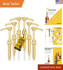 6-Pack Gold Syrup Pumps for 750ml Coffee & Tea Bottles - Stylish Convenience