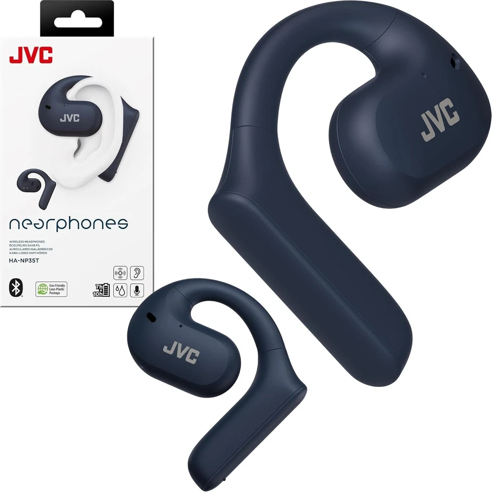 JVC nearphones Open Ear True Wireless BLUE Headphones HANP35T 16mm Large Drivers - Image 2 of 4