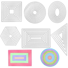 6 Pcs Cutting Dies Stencil Metal Set, Different Shapes Dies Cuts Polygon Embo...