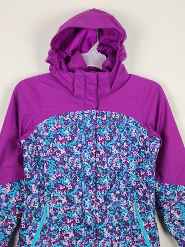 Columbia Girls Floral Jacket Size Large 14/16 Omni Heat Ski Coat Purple Winter - Picture 2 of 16