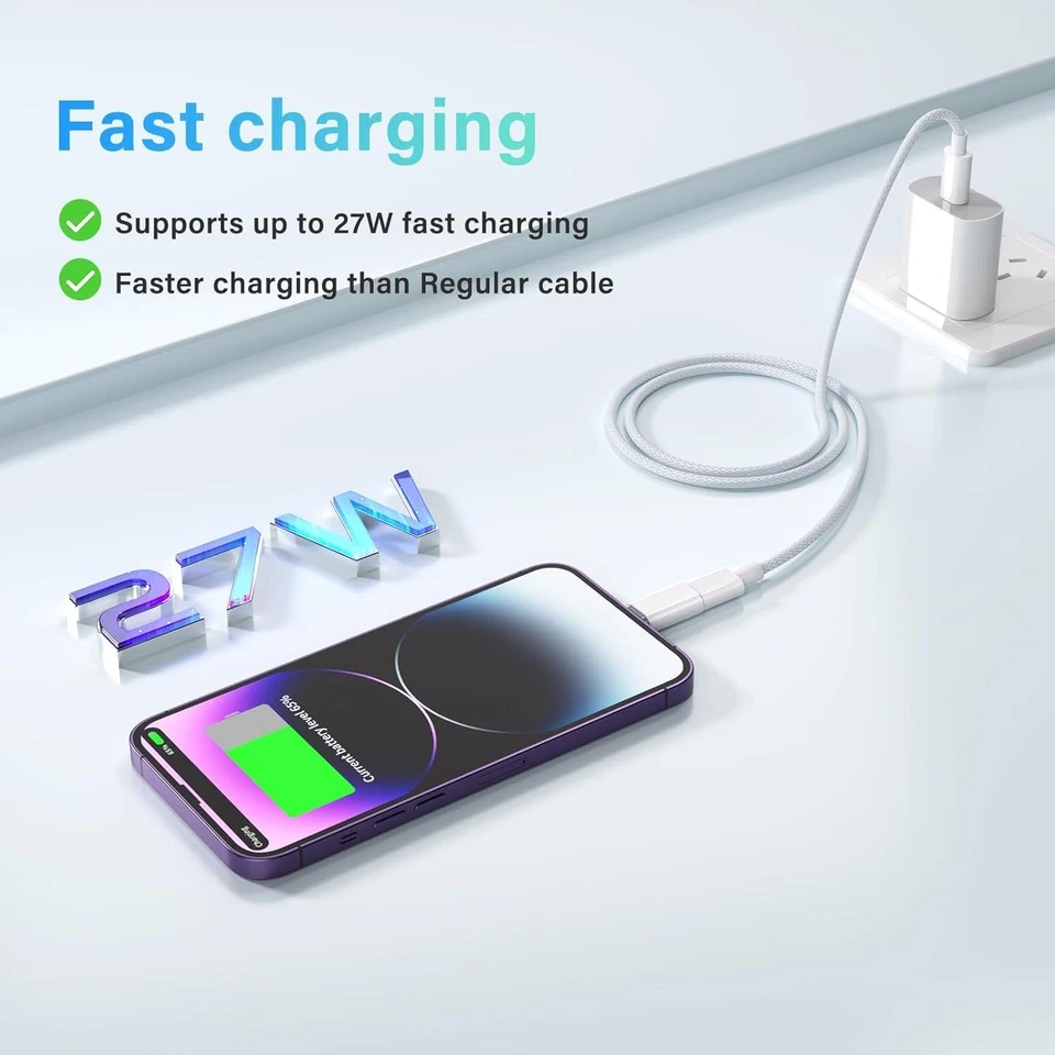 USB Type C Female to Lt Port Adapter 27W Fast Charging Data Sync Adapter, 4 Pack - Image 3 of 4