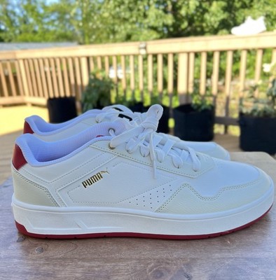 PUMA Court Classic Lux Sd  Mens White Sneakers Casual Shoes 3950187-06 Size 13