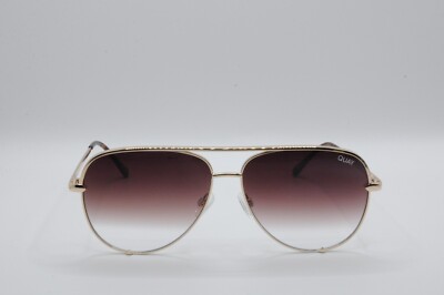 QUAY HIGH KEY METAL AVIATOR POLARIZED SUNGLASSES GOLD/BROWN FADE NEW