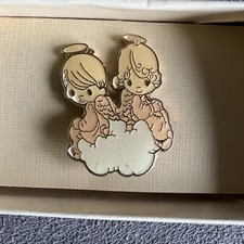 Vintage Precious Moments Angel Twin Pin In Original Box Collectable Rare