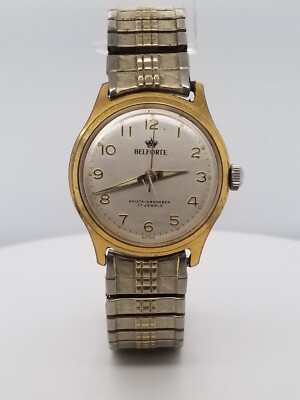 Vintage Belforte Shock Absorber Watch 17 Jewels Date STILL RUNS