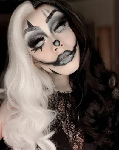 Women Long Body Wavy Black White Wig Soft Heat Safe Lace Front Fiber Wig Cosplay - Picture 5 of 12
