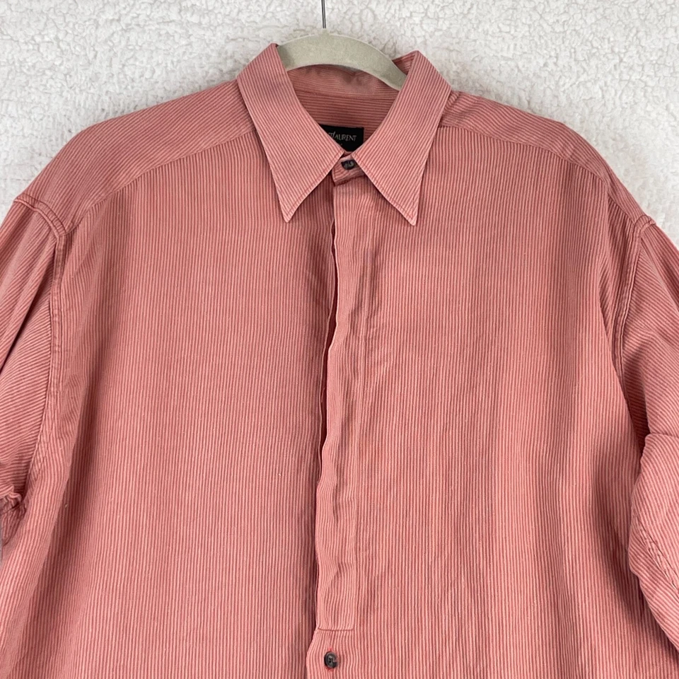 Camisa con botones Yves Saint Laurent para hombre mediana roja a rayas manga larga 100 % algodón Foto 3 de 4