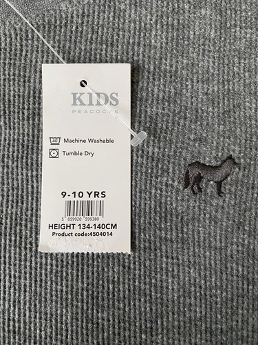 Peacocks Kids Grey Long Sleeve Top - 9-10 Years - Picture 2 of 3