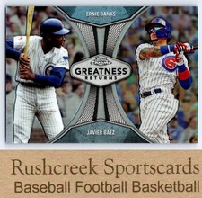 2019 Topps Chrome #GRE-14 Javier Baez / Ernie Banks Cubs Greatness Returns