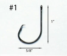 PACK OF 25 Size #1 TACKLEWORKS Circle Non-Offset Inline Fishing Hooks 7381