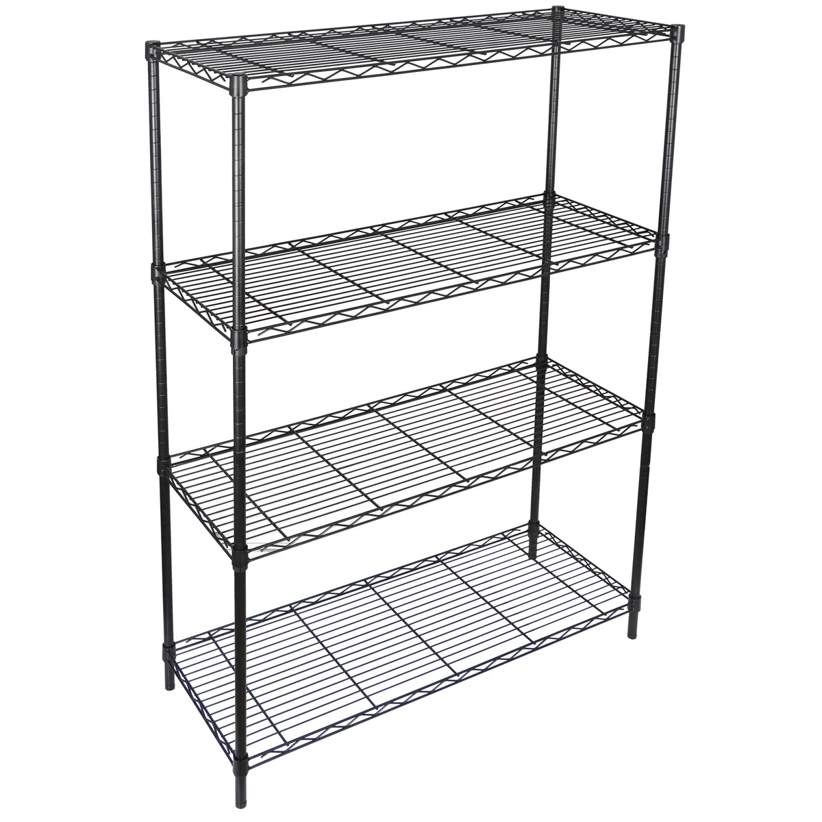 Black/Chrome Storage Rack 4-Tier Organizer Kitchen Shelving Steel