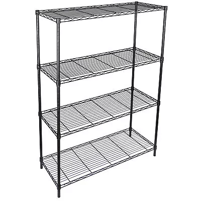 SEGAWE 4-Shelf Heavy Duty Storage Wire Shelving Unit Kitchen Garage Rack Shelves Black