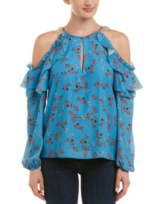 parker cold shoulder ruffle blouse