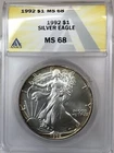 1992 $1 American Silver Eagle ANACS MS68 #