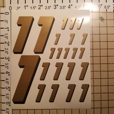 Gold w/Black Shadow #1's  Racing Numbers Vinyl Decal Sheet 1/10-1/12 Bolink