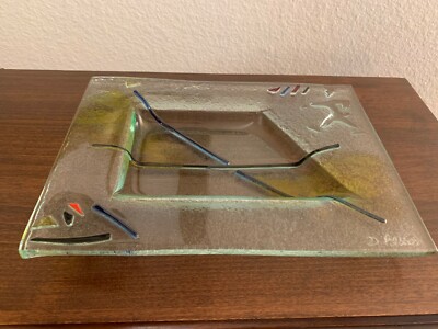 STUDIO ART GLASS TRINKET DISH SIGNED
