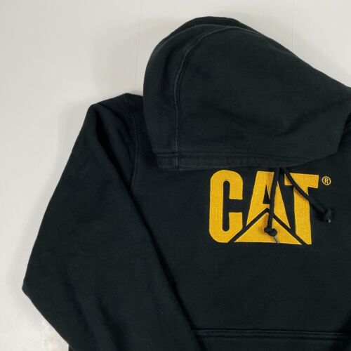 CAT Caterpillar Hoodie Mens Large Black Pullover Workwear Construction Durable - Picture 2 of 14