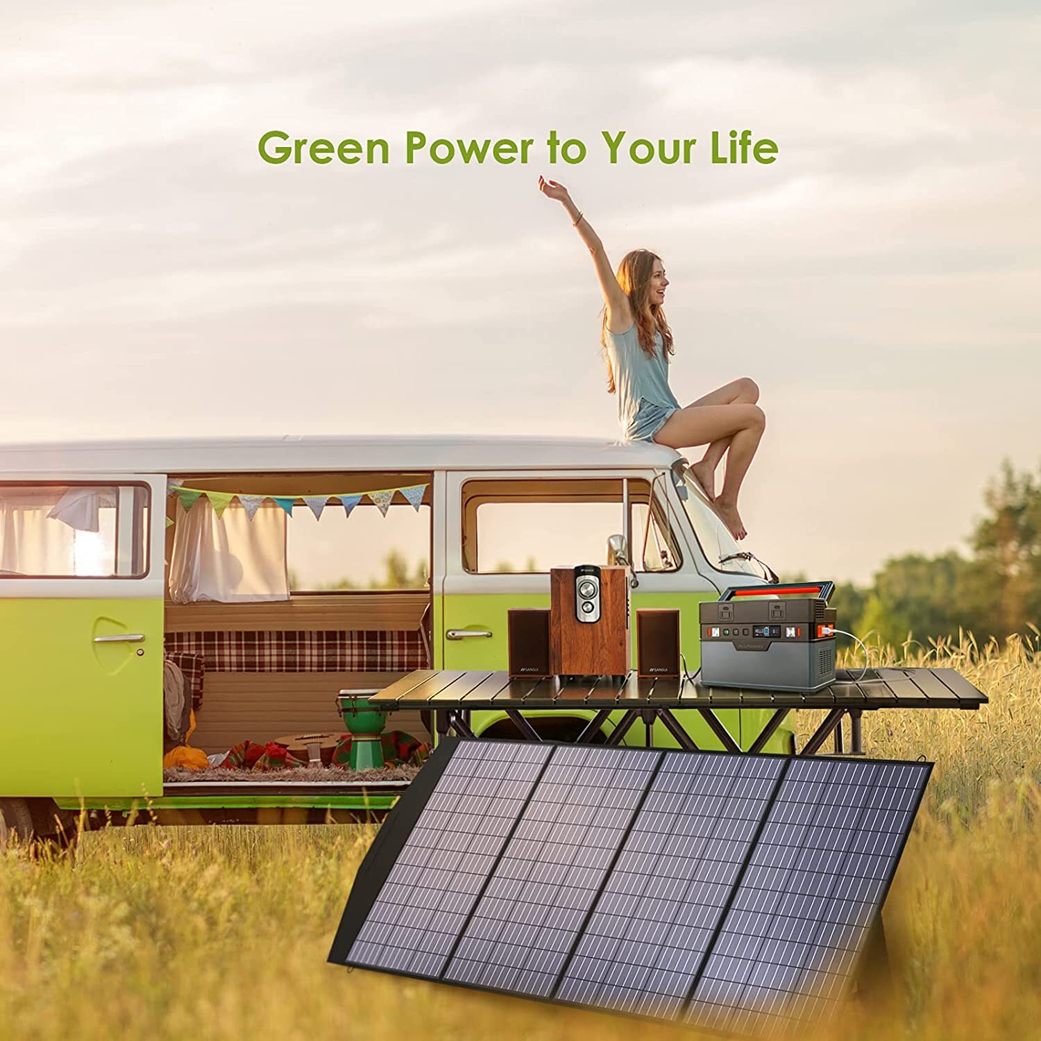 600W USB Solar Panel Folding Power Bank Outdoor Camping Hiking Phone Charger US