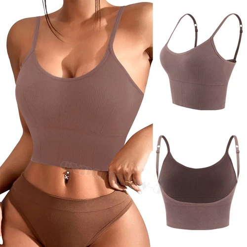 Women Strappy Sport Yoga Low U-Back Bralette Padded Bra Crop Top Cami Vest Tank - Bild 28 von 43