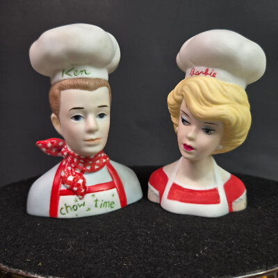 1994 Enesco Barbie & Ken - All Most Kissing Salt & Pepper Shakers Vintage