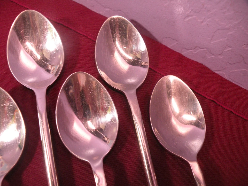 6 cucharas de sopa ovaladas Cuomo Place Gibson 18/8 cubiertos de acero inoxidable anillo abierto 8" Foto 3 de 4